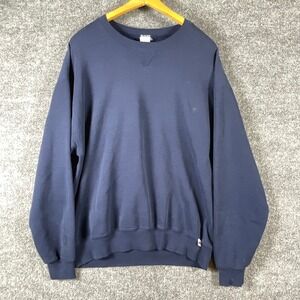 Vintage Russell Athletic Sweatshirt Mens XL Navy Blue Crewneck Fleece 90s Blank